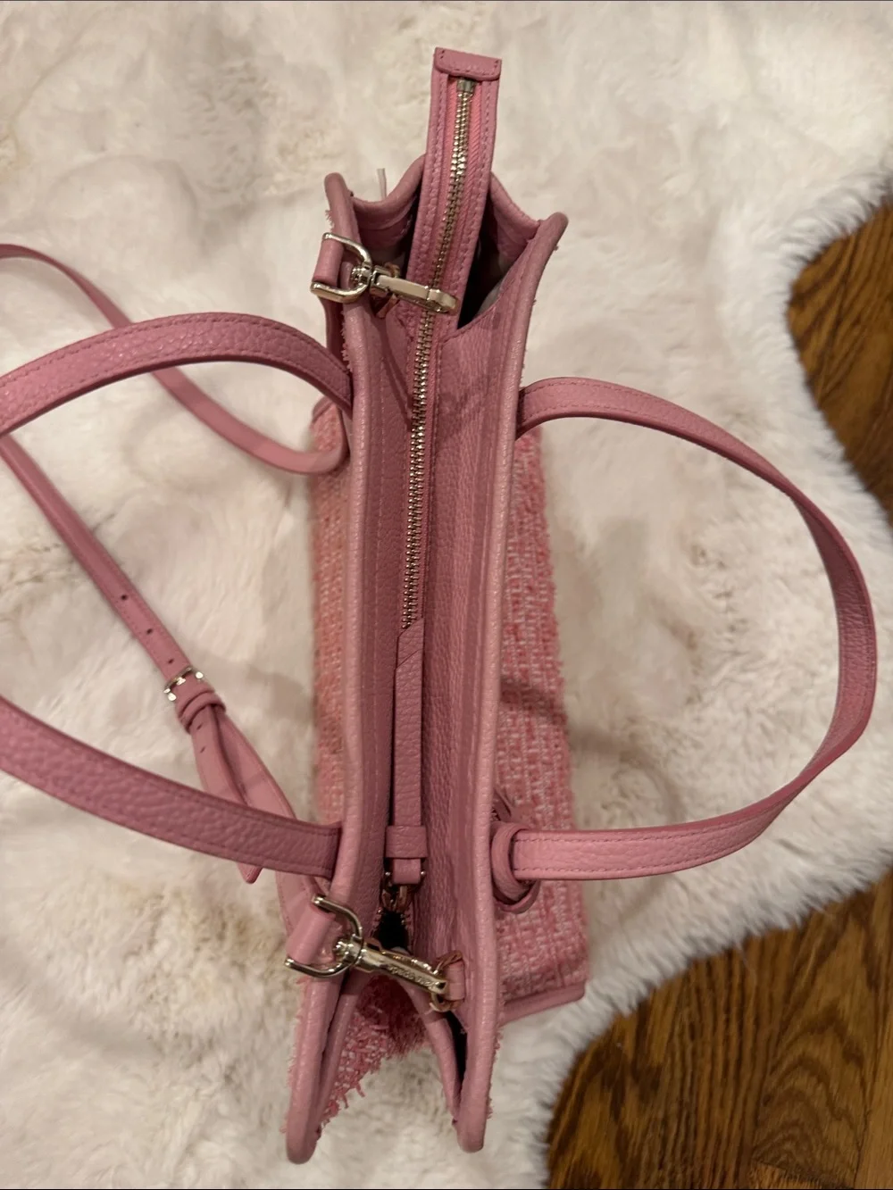 kate spade Pink Tweed Satchel with Tassel